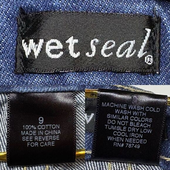 Wet Seal Denim Shorts | Y2K Vintage Low Rise Western Aztec Patchwork | Size 9 - Picture 5 of 5